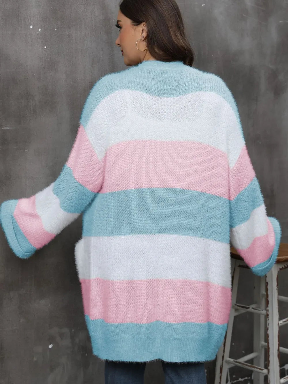 Open Front Long Sleeve Cardigan - Plus Size