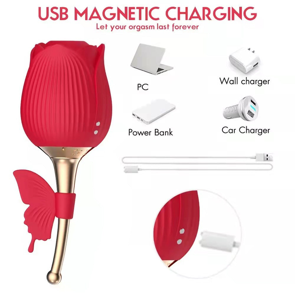 Rose 10 Speed Cute-Vibrator-Massager-Sucking-Licking-Sucker