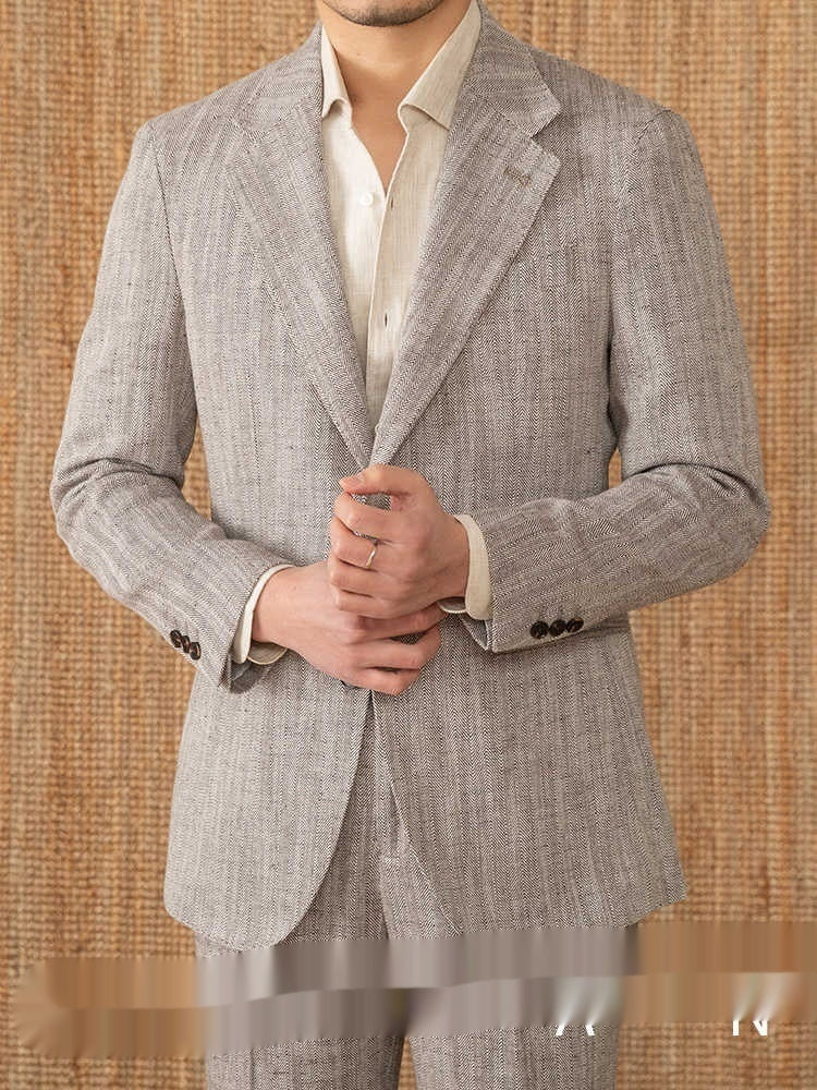 Thin Cotton And Linen Gentry With Half Lining Italian Suit