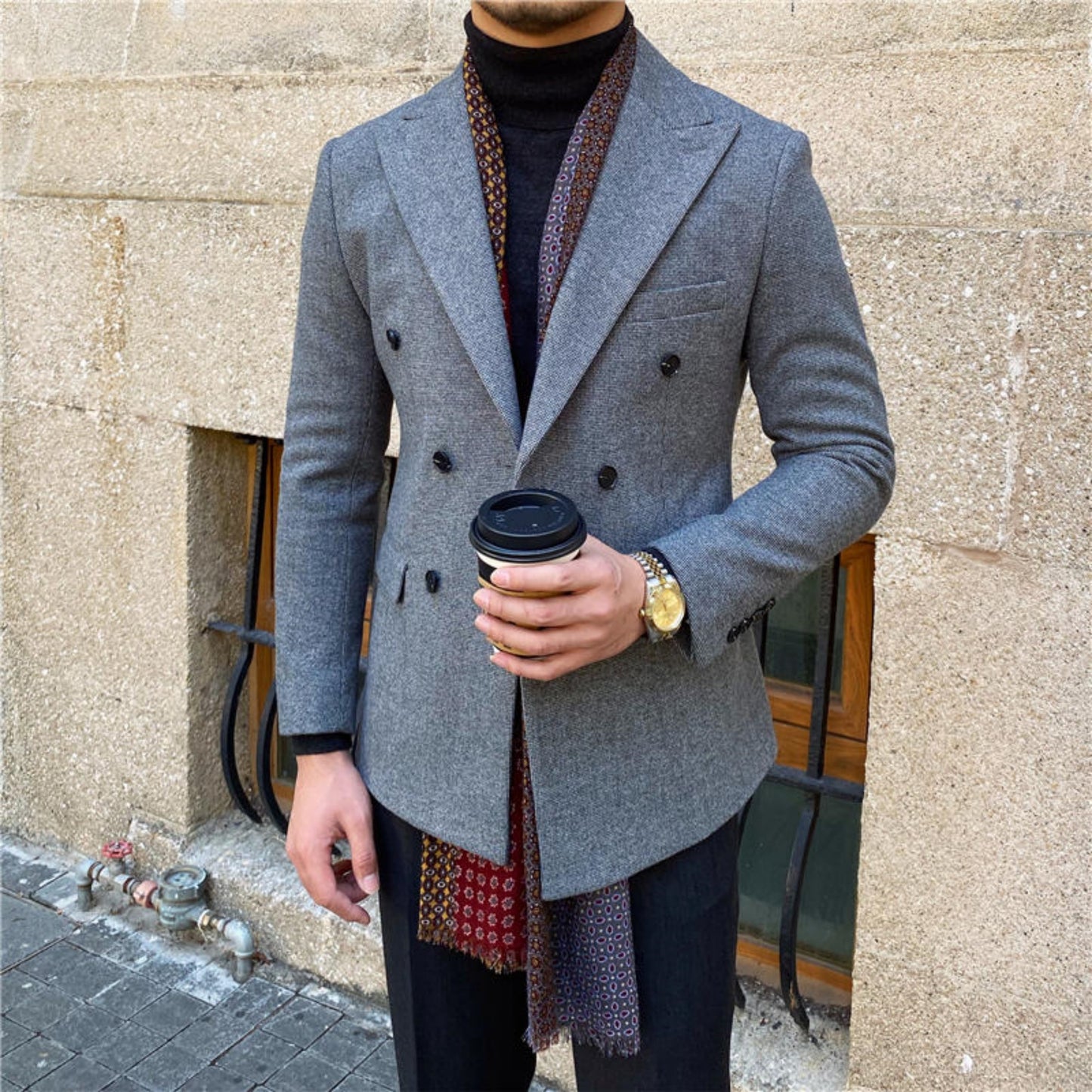 Woolen Double Breasted Blazer