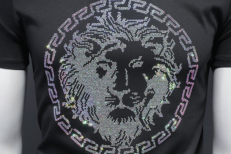 Slim Fit Rhinestone Lion Tee