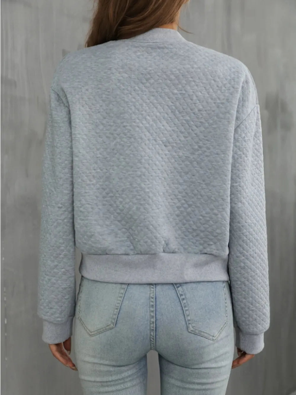 Zip Up Long Sleeve Bomber Jacket