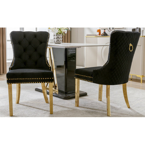 Velvet Metal Leg Dining Chair Set of 2
