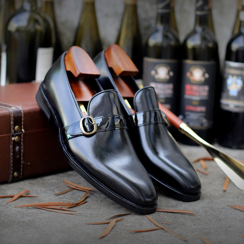 Single Buckle Leather Lefu Dress Shoes