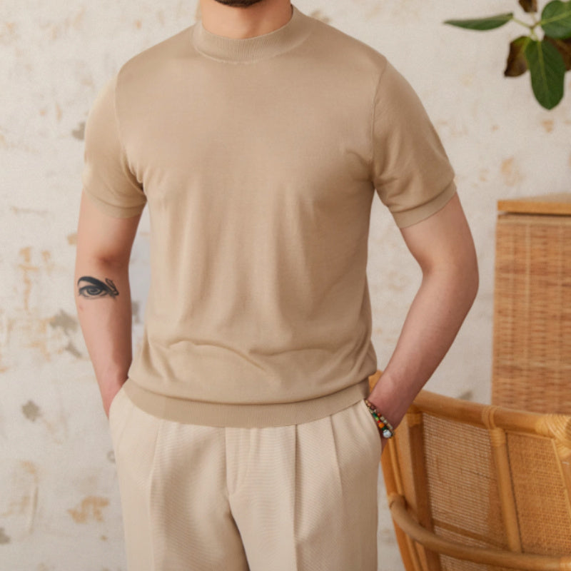 Slim Fit Round Neck Short Sleeve Shirt