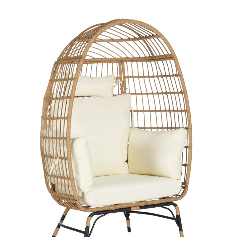 Indoor And Outdoor Willow Rattan Oversized Egg Chair with Footstool And Thick Cushion