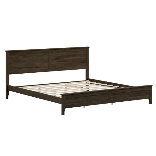Solid Wood Platform Bed With Sturdy Wooden Slats Support - King Size - Espresso