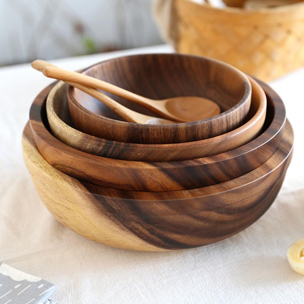 Natural Wooden Fruit Salad Bowl