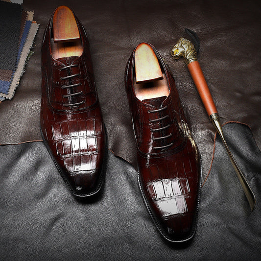 Lace-Up Leather Leather Dress Shoes