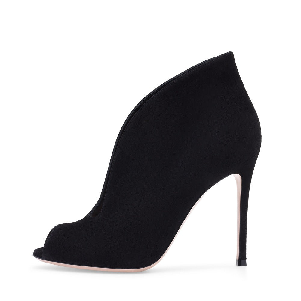 Open Toed Fish Mouth Ankle Boots