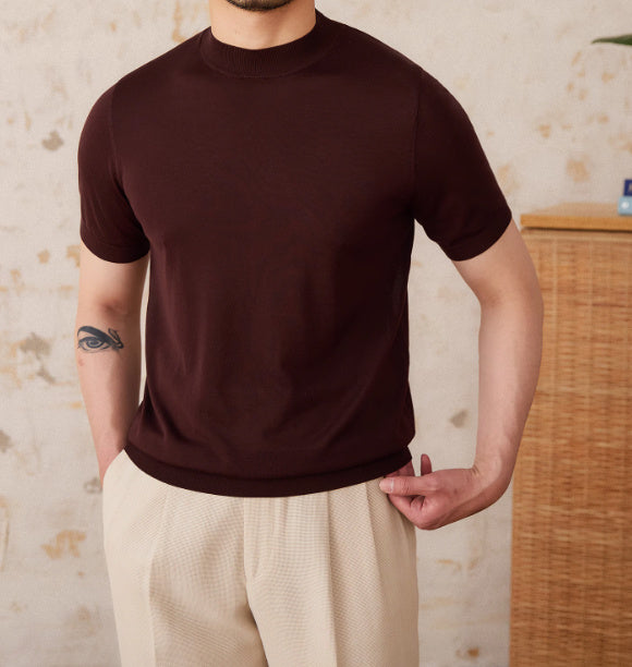 Slim Fit Round Neck Short Sleeve Shirt