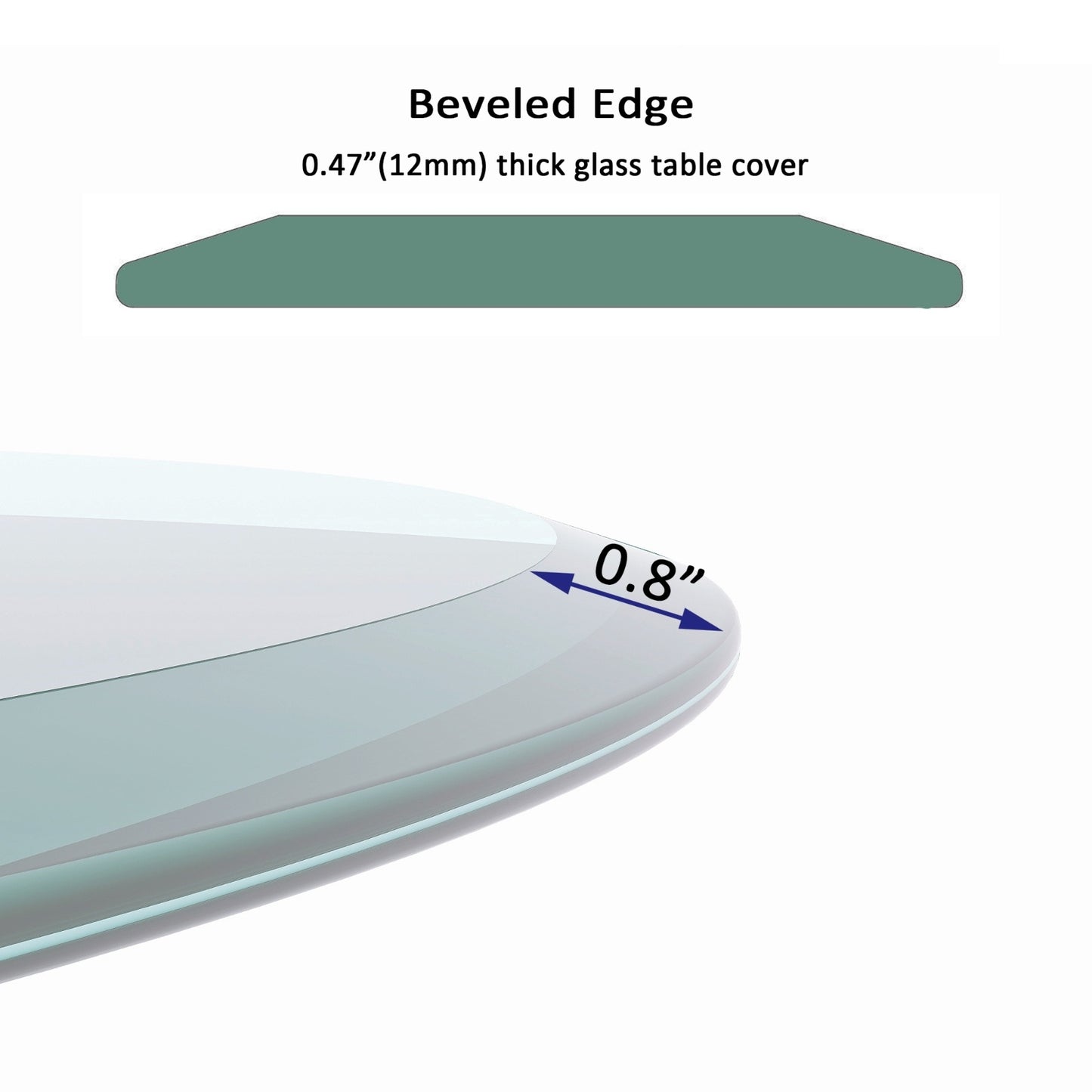 Beveled Polished Edge Round Tempered Glass Table