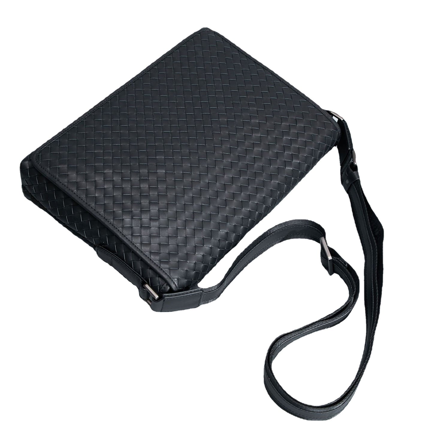 Leather Woven Messenger Bag