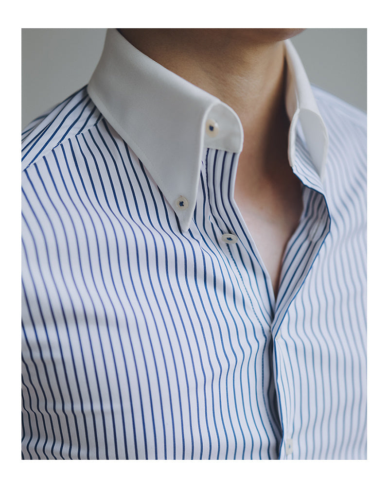 Slim Fit Striped Button Down Shirt