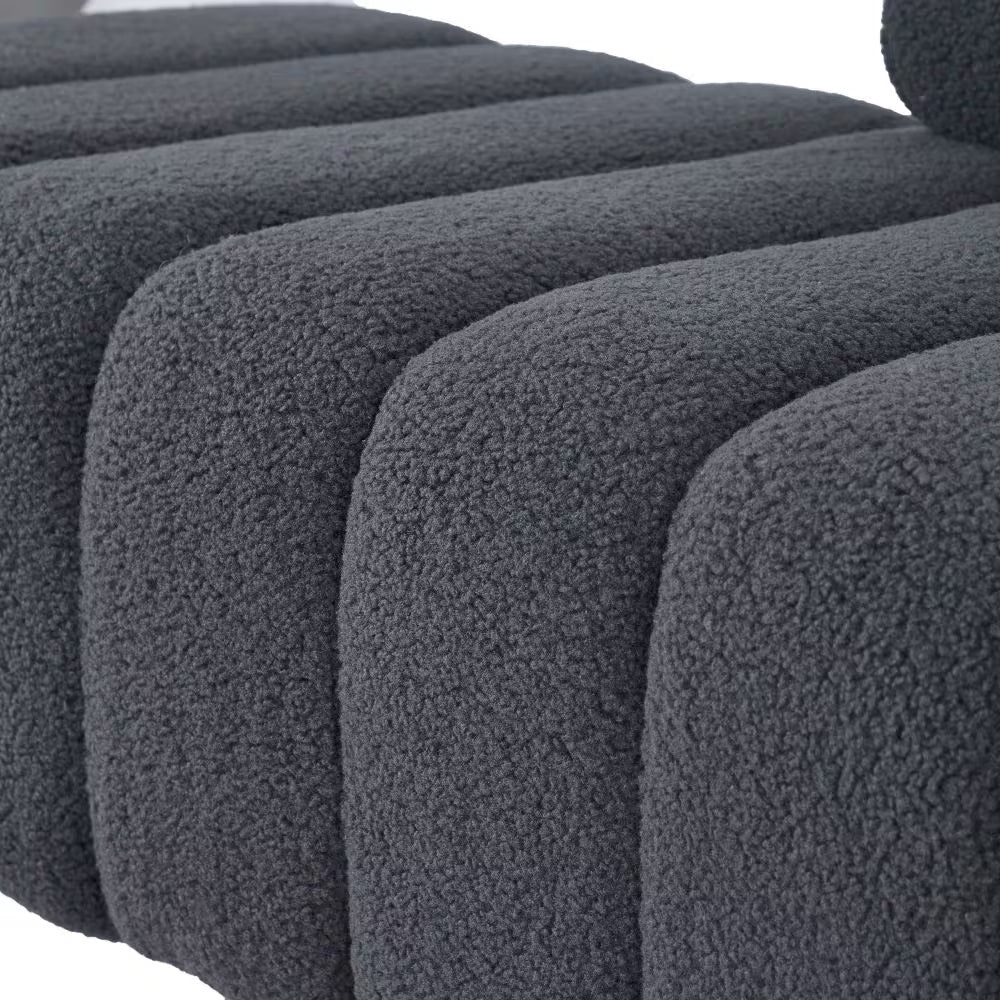 Teddy Velvet Bench For Bedroom - Grey