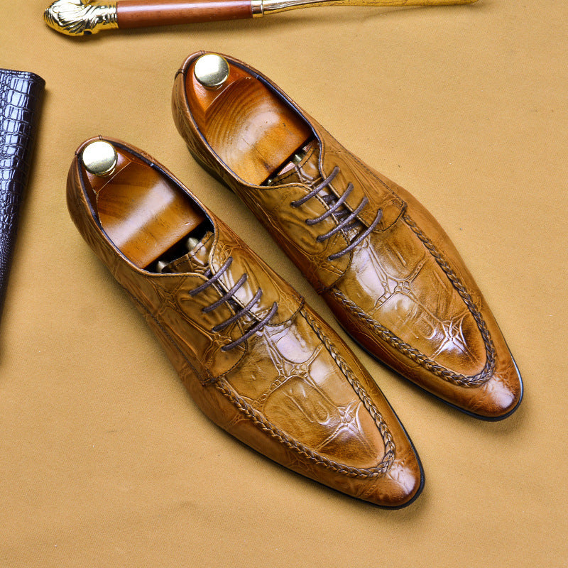 Genuine Leather Alligator Pattern Dress Shoes