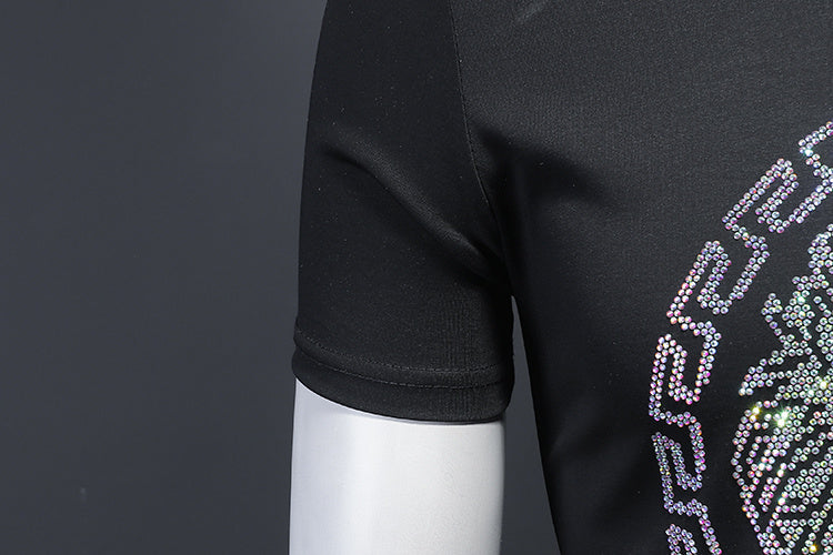 Slim Fit Rhinestone Lion Tee