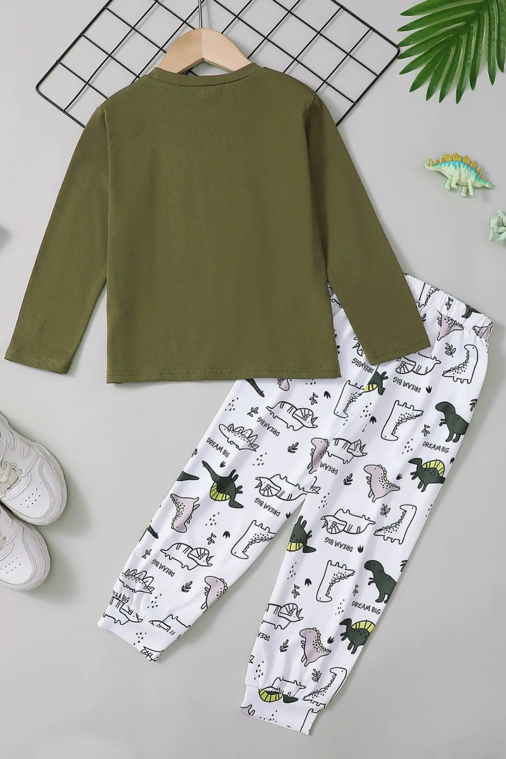 Round Neck Long Sleeve Top and Printed Pants Set