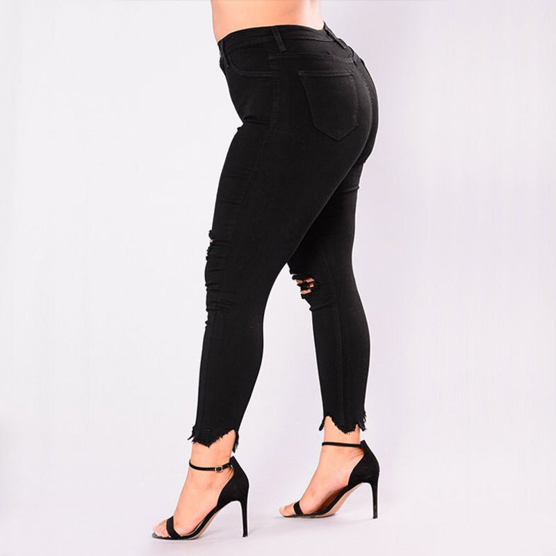 Mid Waist Black Jeans - Plus Size