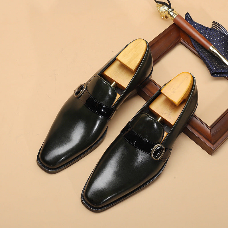 Single Buckle Leather Lefu Dress Shoes
