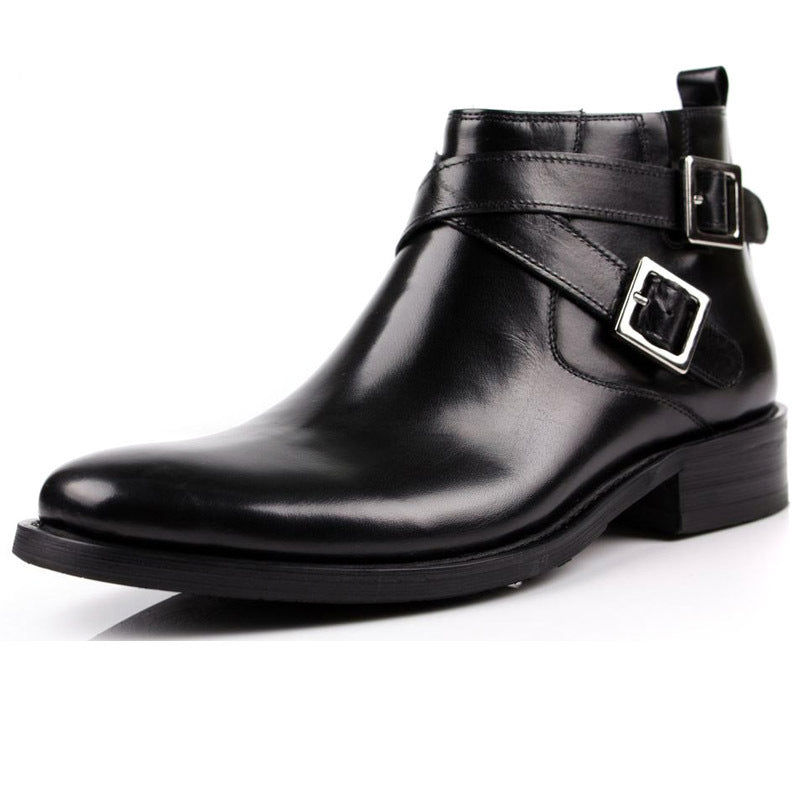 Two Buckle High-Top Leather Boots