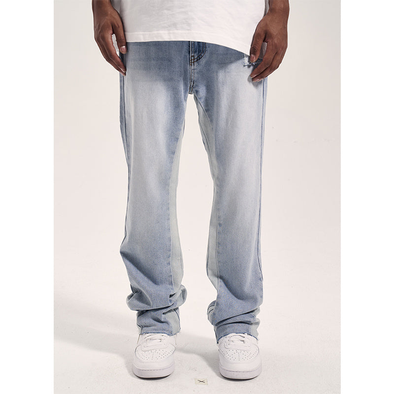 High Street Stitching Contrast Color Jeans
