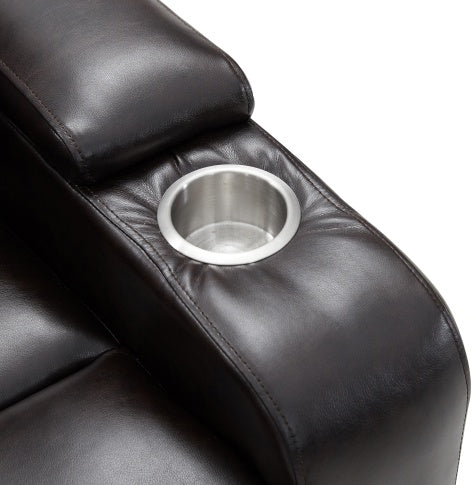 Power Motion Recliner With USB Charging Port And Hidden Arm Storage 2 Convenient Cup Holders Design And 360 Swivel Tray Table - Brown