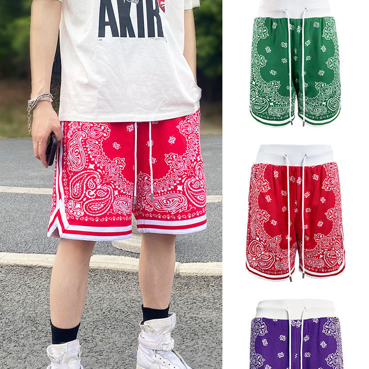 Bandana Print Loose Basketball Shorts
