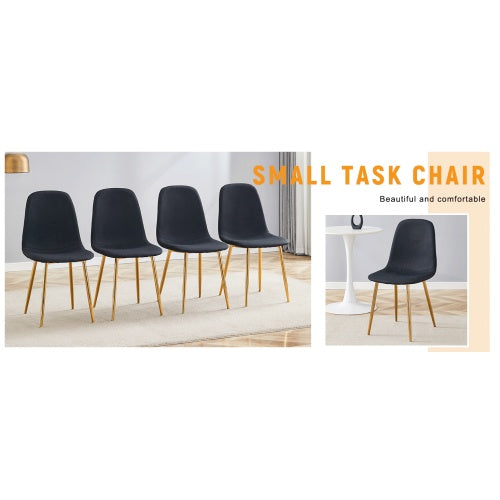 Linen High Resilience Dining Chair With Metal Golden Leg - Set Of 4