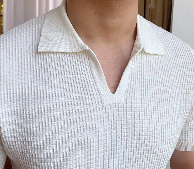 V-neck Lapel Short-sleeved Shirt
