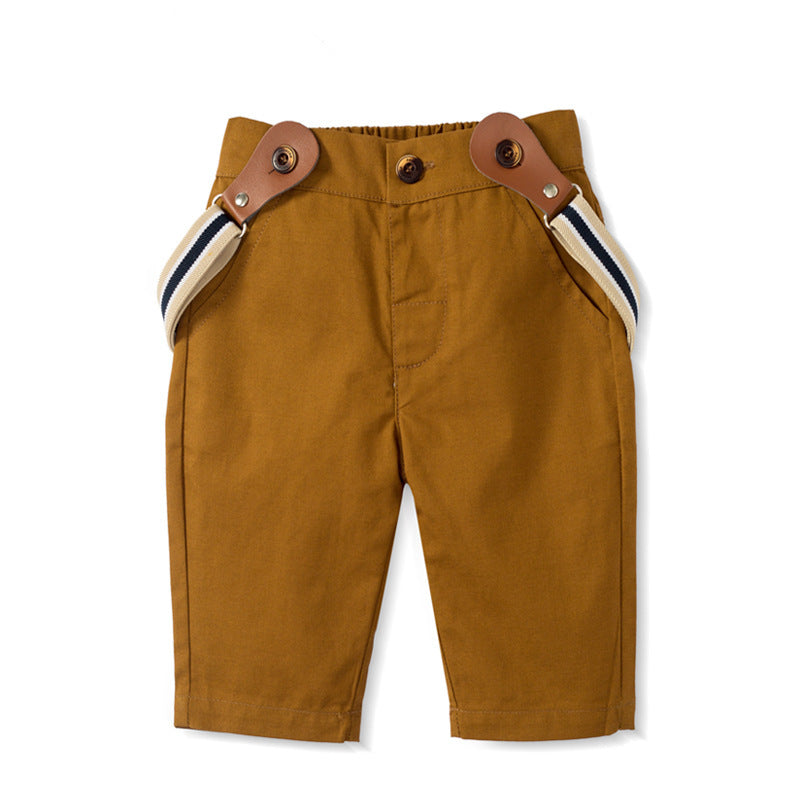 Crown Print Formal Outfit with Suspenders