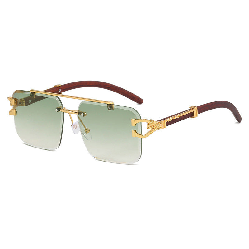 Double Beam Frameless Trimming Square Sunglasses