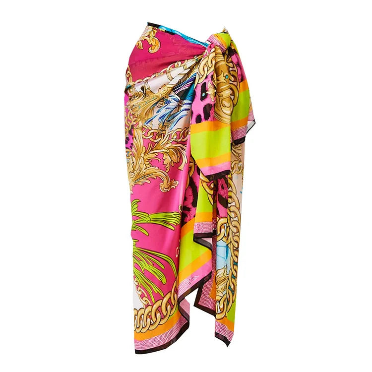 Bright Print One-Piece Swimsuit Set