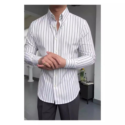 Business Long Sleeve Striped Button Down