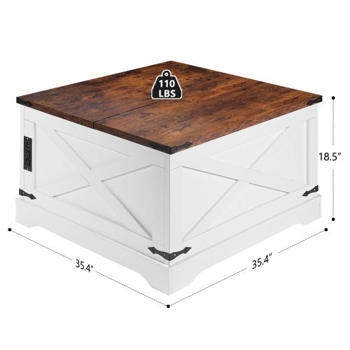 Multi-functional Lifting Dining Coffee Table - Vintage White