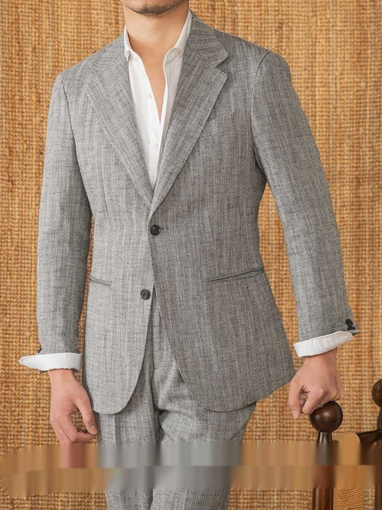Thin Cotton And Linen Gentry With Half Lining Italian Suit