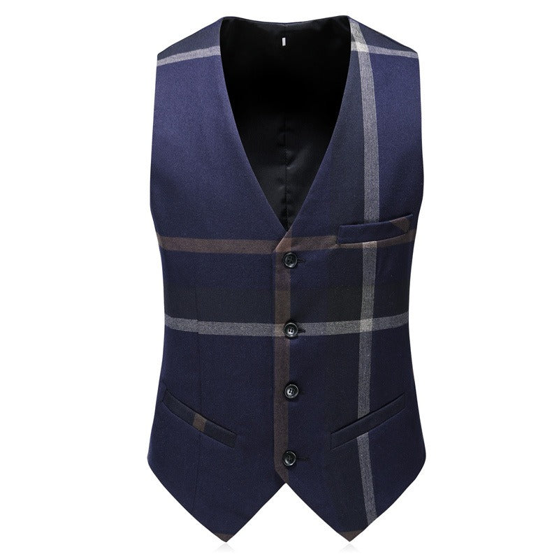 Three-Piece Large Plaid Business Suit