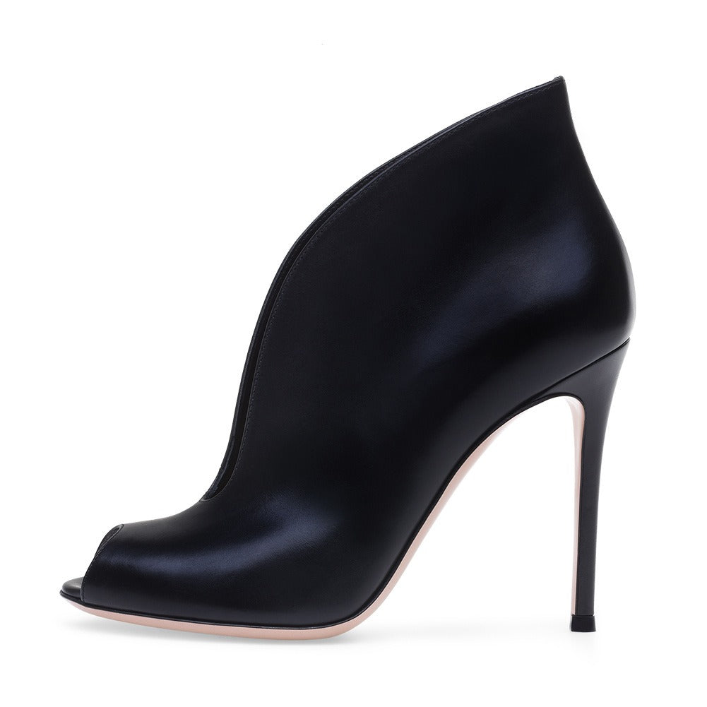 Open Toed Fish Mouth Ankle Boots