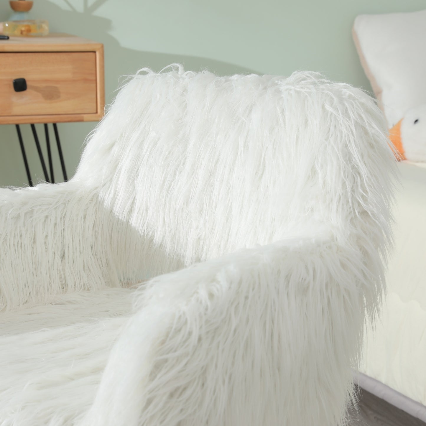 Faux Fur Make Up Chair with Metal Leg