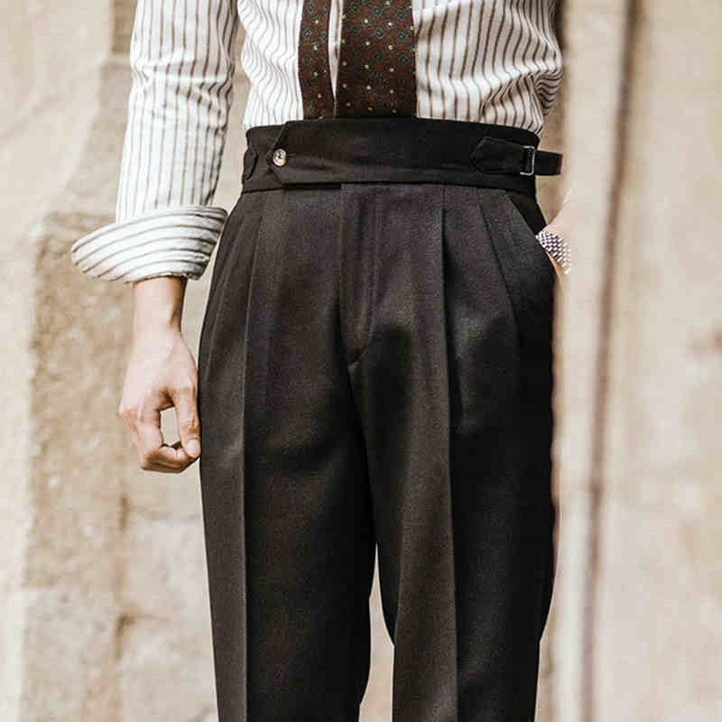 High-waisted Paris Button Straight Leg Pants