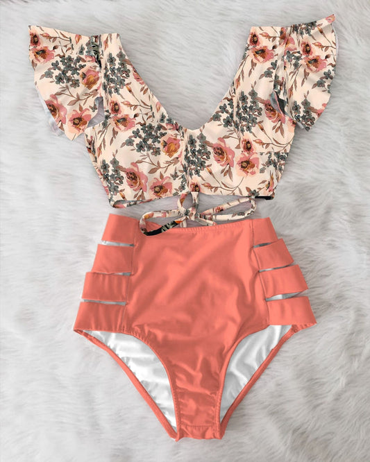 High Waist Ruffle Bikini Swimsuit