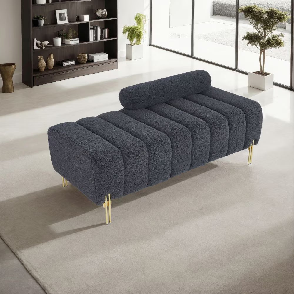 Teddy Velvet Bench For Bedroom - Grey