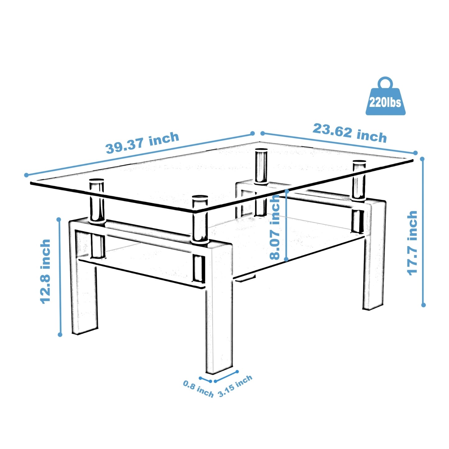 Glass Rectangle Coffee Table