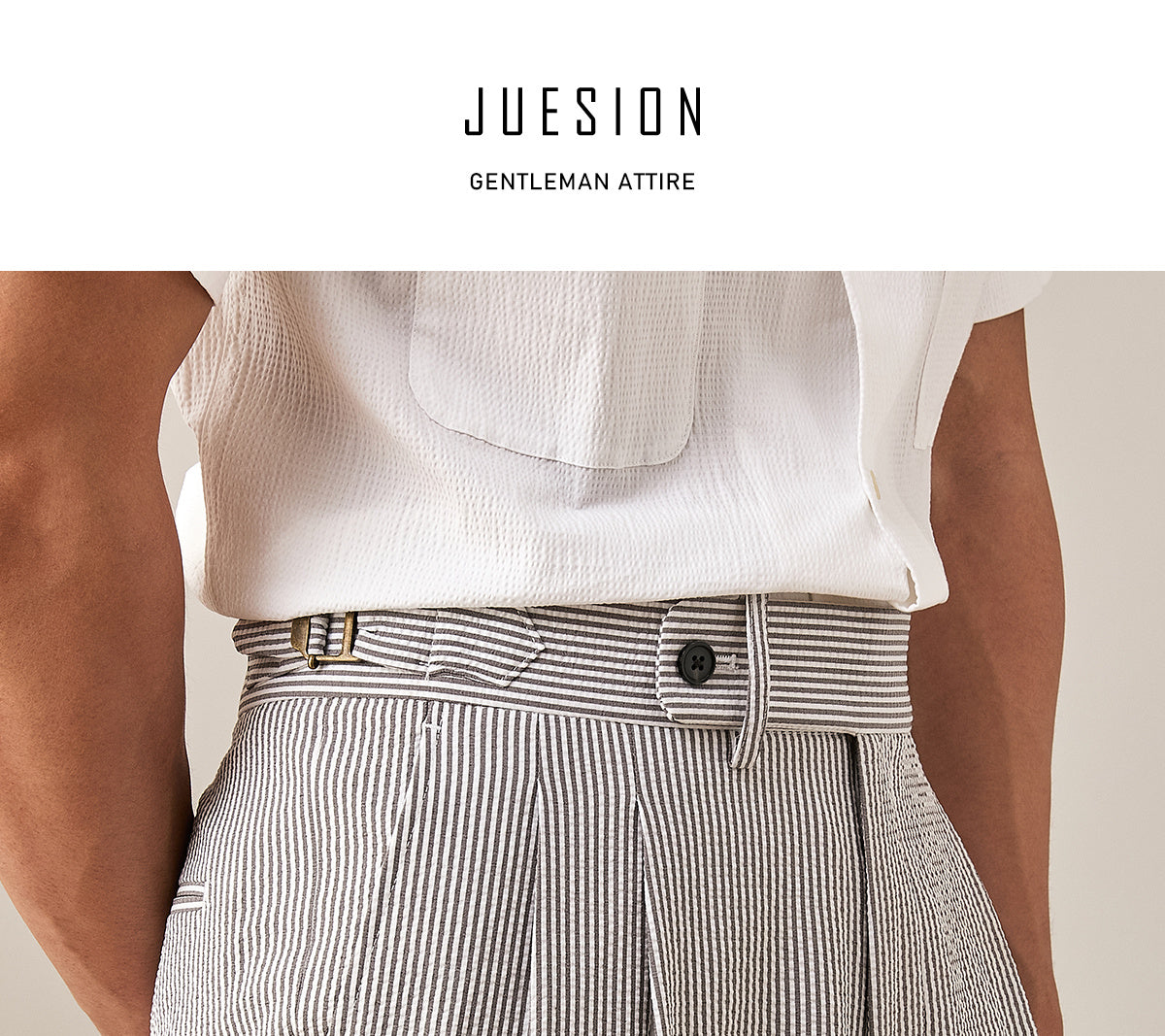 Lightweight And Breathable Striped Seersucker Casual Trousers