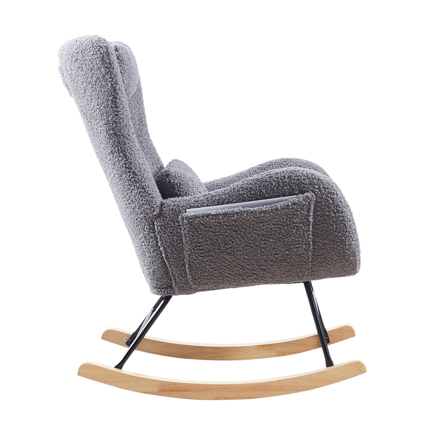 Nursery Rocking Chair With High Backrest - Gray
