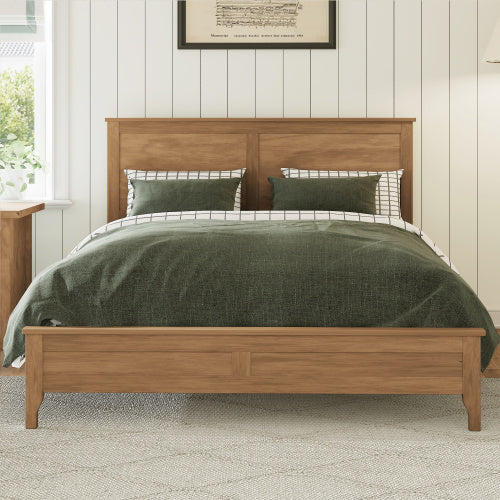 Solid Wood Platform Bed with Sturdy Wooden Slats Support - Queen Size - Seadrift