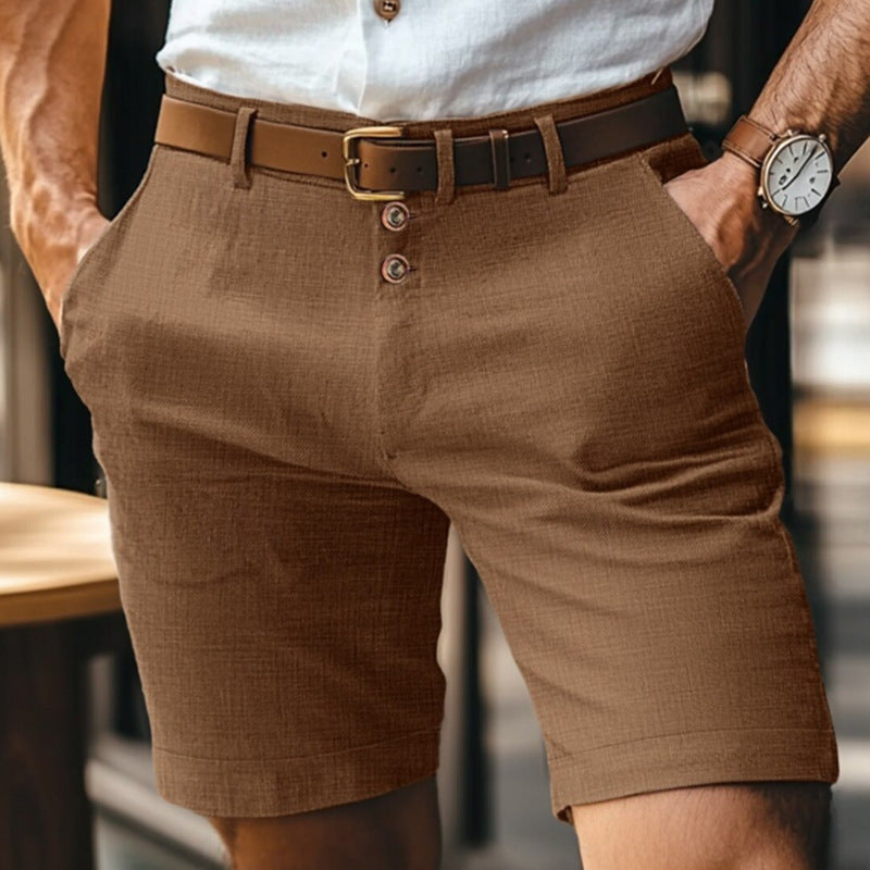 Linen Cuffed Business Shorts