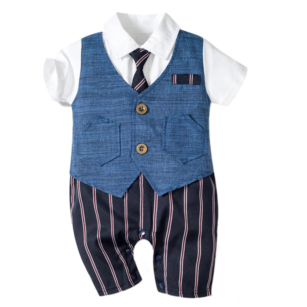 Summer Baby Romper Suit Formal Clothing Children Hat + Jumpsuit + Shoes + Socks 4 Piece Outfit