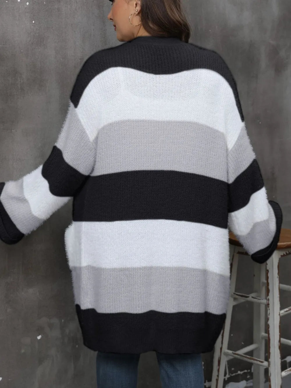 Open Front Long Sleeve Cardigan - Plus Size