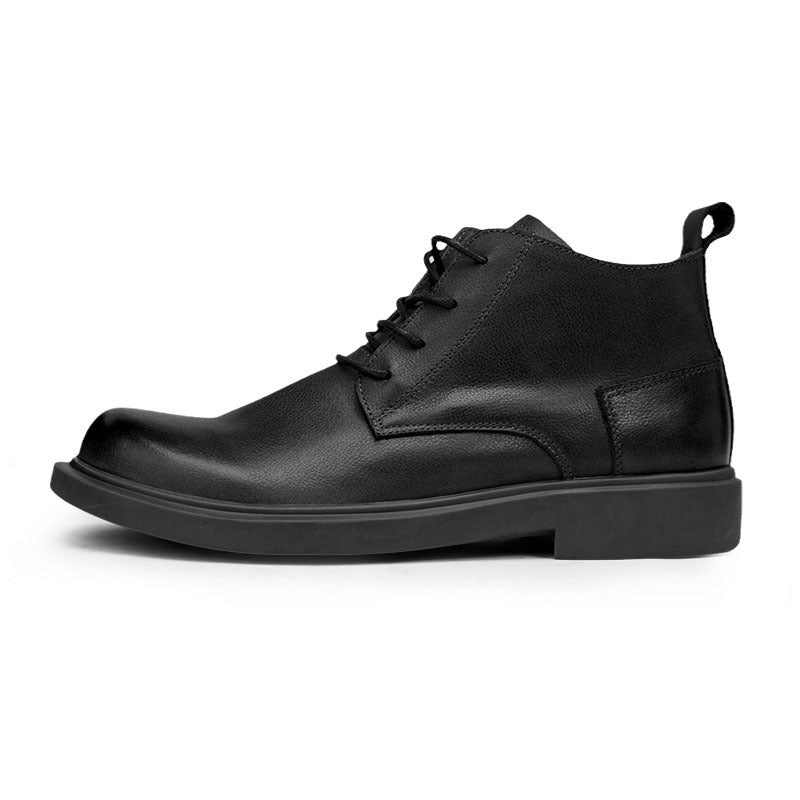 Leather Flat Lace-up Mid-top Martin Boots
